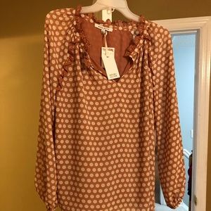 Rose & Olive Chiffon Polka Dot Blouse